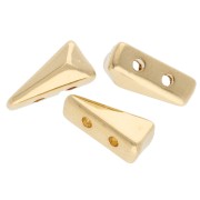Perla triangolare sfaccettata 8x4 mm - doppio foro - dorata con oro fino x1