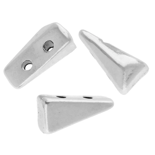 Perla triangolare sfaccettata 8x4 mm - doppio foro - placcatura argento fino invecchiato x1