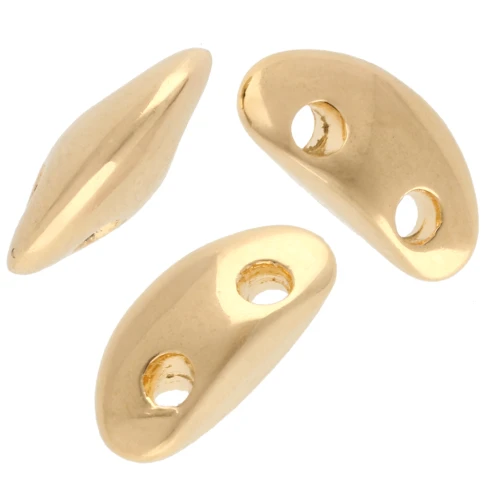 Perla mezzotonda 4x8 mm - doppio foro - Dorata con oro fino x1