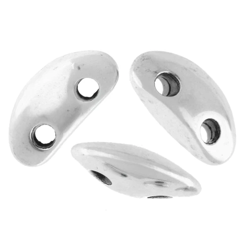 Perlina mezzotonda 4x8 mm - doppio foro - Placcatura argento fino invecchiato x1