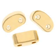 Perla rettangolare bombata 6x3 mm - doppio foro - Dorata con oro fino x1