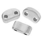 Perla rettangolare bombata 6x3 mm - doppio foro - Placcatura argento fino invecchiato x1