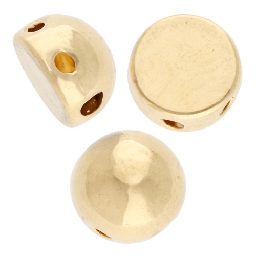 Perla a mezza sfera 6 mm - doppio foro - Dorata con oro fino x1