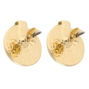 Orecchini tondi martellati 16 mm - Dorati in oro fino - Ambra x2