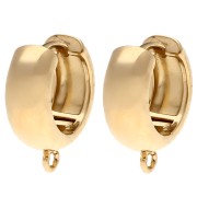 Orecchini rotondi creoli larghi 14 mm con anello aperto - Dorati con oro fino x2|raw }}