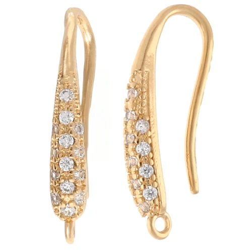 Ganci per orecchio 20 mm con ossido di zirconio e cerchio - Dorati con oro fino x2