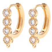 Barretta 16x12,5 mm con CZ e 4 anelli aperti - Dorata con oro fino x2|raw }}