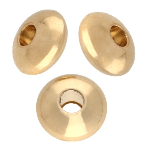 Perline tonde appiattite 6 mm - Dorate con oro fino x10