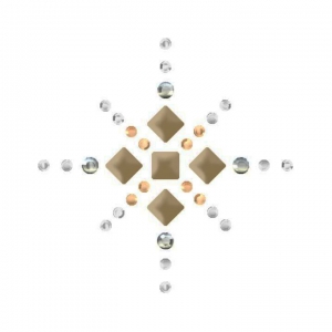 Motivo strass Hotfix stella 3 cm Crystal/Met. Light Gold/Golden Shadow