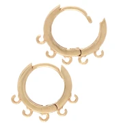 Orecchini creoli con 5 anelli aperti 12 mm - Dorati con oro fino x2