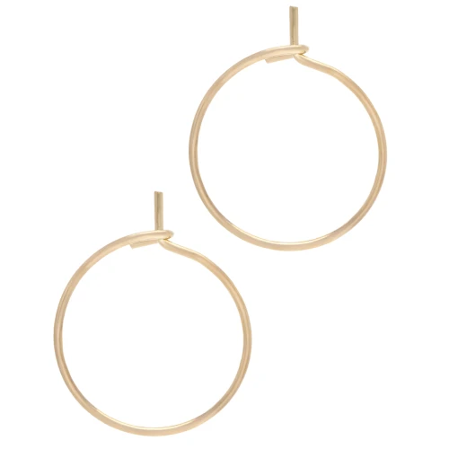 Orecchini a cerchio sottile 16 mm - Filo 0,8 mm - Dorati con oro fino x2