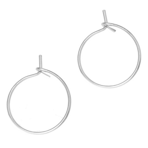 Orecchini a cerchio da decorare 16 mm - Filo 0,8 mm - Placcati in rodio x2