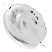 Perlina irregolare - paletta rotonda 17 mm - impiallacciatura argento fino invecchiato x1