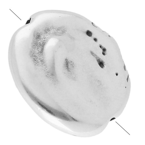 Perla piatta irregolare - 17 mm - Placcatura in argento finito con effetto invecchiato x1