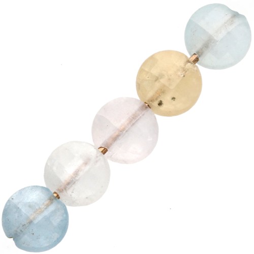 Perline piatte sfaccettate rotonde - Perline di pietra preziosa da 4 mm - Morganite x10