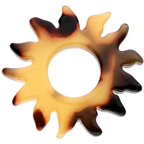 Ciondolo sole 22 mm in acetato - Tartaruga - Marrone - Nero x1
