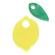 Ciondolo a forma di limone e foglia 15x11 mm in acetato giallo trasparente - Verde x1