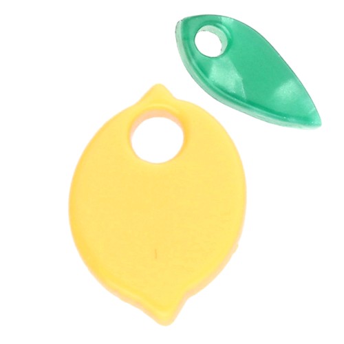 Ciondolo a forma di limone e foglia 15x11 mm in acetato - Giallo opaco - Verde x1
