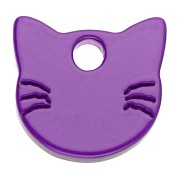Ciondolo a forma di testa di gatto 14,5x15,5 mm in acetato - Viola scuro x1