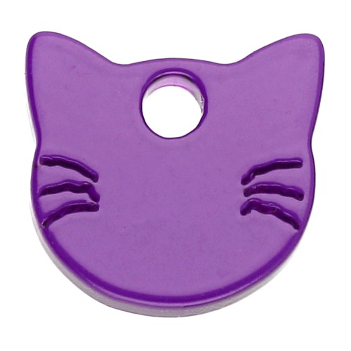 Ciondolo a forma di testa di gatto 14,5x15,5 mm in acetato - Viola scuro x1
