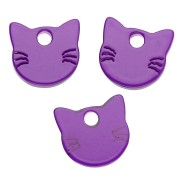 Ciondolo a forma di testa di gatto 14,5x15,5 mm in acetato - Viola scuro x1