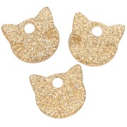 Charm a testa di gatto in acetato 14,5x15,5 mm - Glitter oro x1