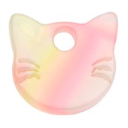 Ciondolo a testa di gatto 14,5x15,5 mm in acetato - Giallo marmorizzato - Rosa - Blu x1