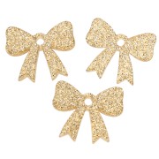 Ciondolo a forma di nodo in acrilico 16,5x20 mm - Glitter oro x1