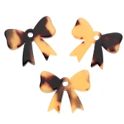 Ciondolo a forma di fiocco in acetato 16,5x20 mm - Tartaruga - Marrone - Nero x1