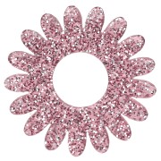 Ciondolo a forma di fiore di margherita da 20 mm in acrilico - Glitter rosa antico x1
