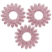 Ciondolo a forma di fiore di margherita da 20 mm in acrilico - Glitter rosa antico x1