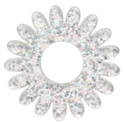 Ciondolo a forma di fiore di margherita da 20 mm in acrilico - Argento glitter AB x1