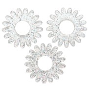 Ciondolo a forma di fiore di margherita da 20 mm in acrilico - Argento glitter AB x1