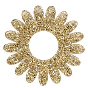 Ciondolo a forma di fiore di margherita da 20 mm in acrilico - Glitter oro x1