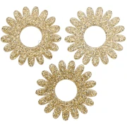 Ciondolo a forma di fiore di margherita da 20 mm in acrilico - Glitter oro x1