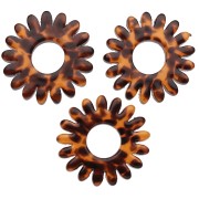 Ciondolo a forma di fiore di margherita in acetato da 20 mm - Terrazzo Brown - Nero x1