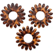 Ciondolo a forma di fiore di margherita in acetato da 20 mm - Terrazzo Brown - Nero x1
