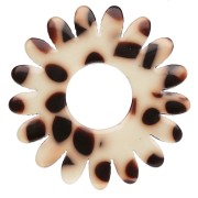 Ciondolo a forma di fiore di margherita da 20 mm in acetato - Marrone screziato - Crema x1