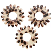 Ciondolo a forma di fiore di margherita da 20 mm in acetato - Marrone screziato - Crema x1