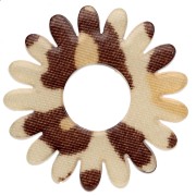 Ciondolo a forma di fiore di margherita in acrilico da 20 mm - Beige ghepardo - Marrone scuro x1