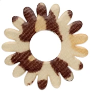 Ciondolo a forma di fiore di margherita in acrilico da 20 mm - Beige ghepardo - Marrone scuro x1