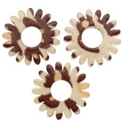 Ciondolo a forma di fiore di margherita in acrilico da 20 mm - Beige ghepardo - Marrone scuro x1