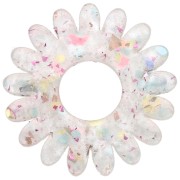 Ciondolo a forma di fiore di margherita da 20 mm in acrilico - Glitter giallo - AB rosa x1