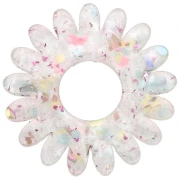 Ciondolo a forma di fiore di margherita da 20 mm in acrilico - Glitter giallo - AB rosa x1