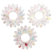 Ciondolo a forma di fiore di margherita da 20 mm in acrilico - Glitter giallo - AB rosa x1