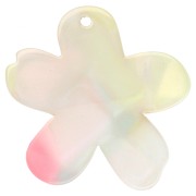 Ciondolo a forma di fiore in acetato 32x30 mm - Corallo marmorizzato - Giallo - Perla blu x1