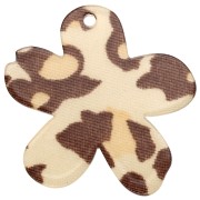Ciondolo a forma di fiore in acetato 32x30 mm - Beige ghepardo - Marrone scuro x1