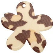 Ciondolo a forma di fiore in acetato 32x30 mm - Beige ghepardo - Marrone scuro x1