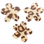 Ciondolo a forma di fiore in acetato 32x30 mm - Beige ghepardo - Marrone scuro x1