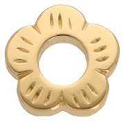 Perla a forma di fiore, 10,5 mm - Dorata con oro fino x4